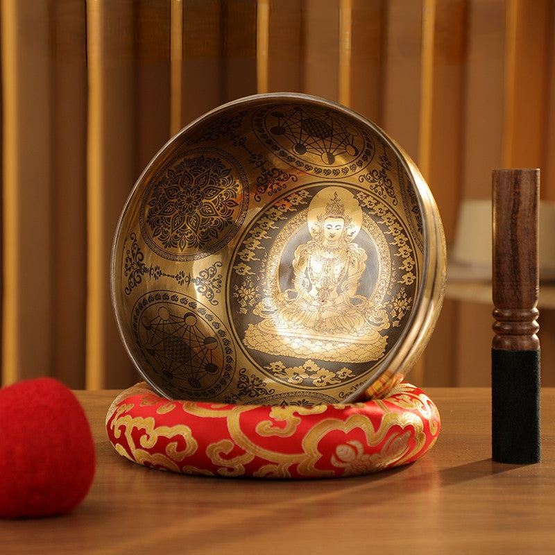 Longevity Buddha Carved Singing Bowl