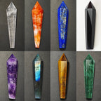 Natural White Crystal Wand Single Point Hexagonal Prism Rose Quartz Amethyst Tower Gemstones Mineral Wand Home Decor Gift