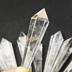 Natural White Crystal Wand Single Point Hexagonal Prism Rose Quartz Amethyst Tower Gemstones Mineral Wand Home Decor Gift