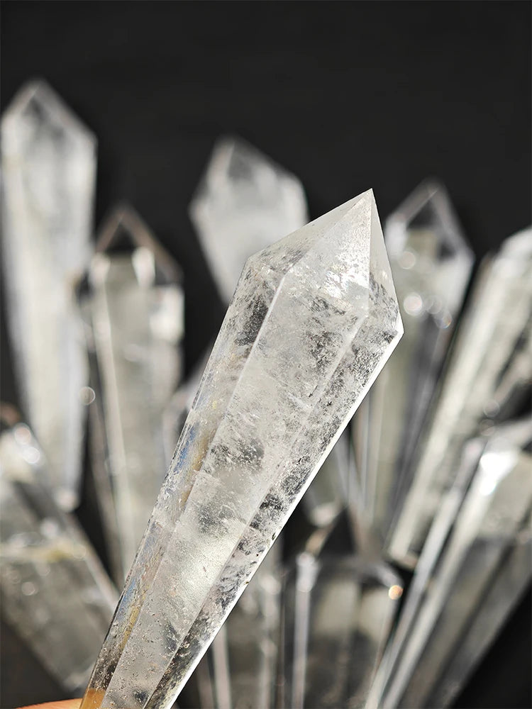 Natural White Crystal Wand Single Point Hexagonal Prism Rose Quartz Amethyst Tower Gemstones Mineral Wand Home Decor Gift
