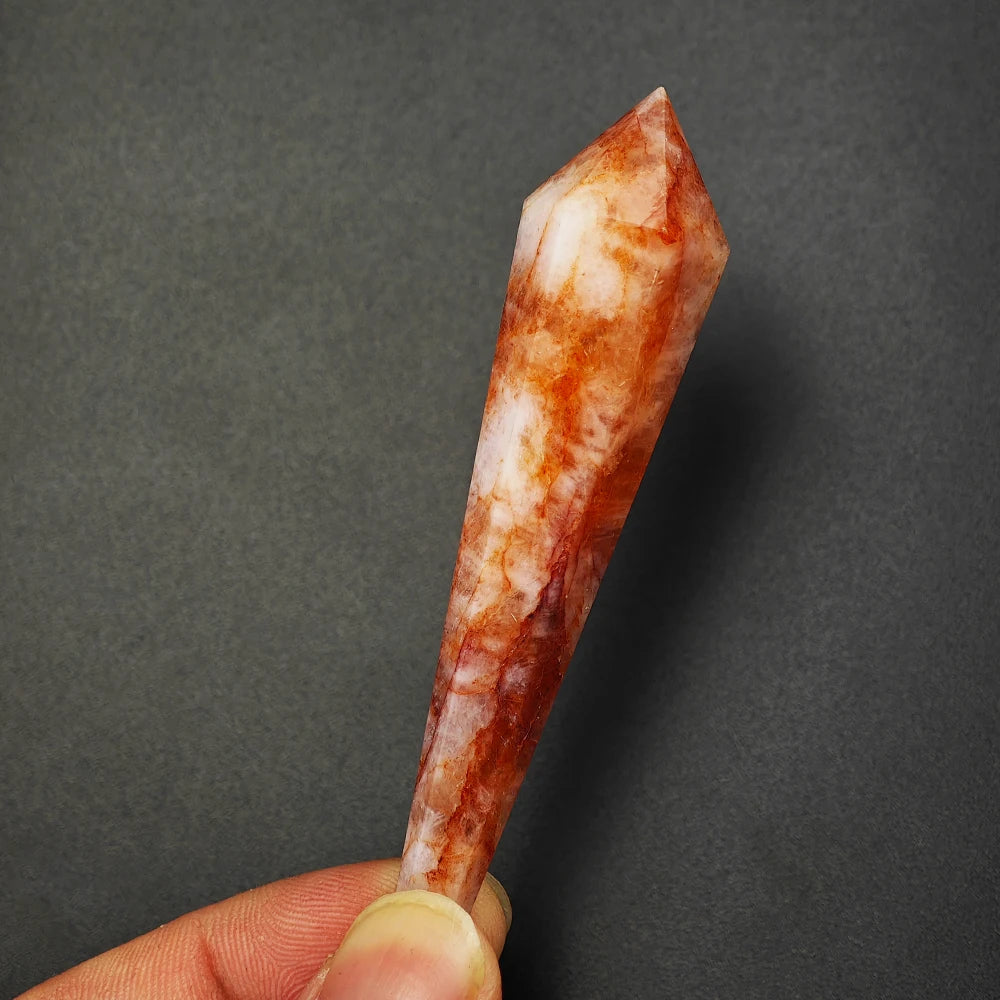 Natural White Crystal Wand Single Point Hexagonal Prism Rose Quartz Amethyst Tower Gemstones Mineral Wand Home Decor Gift