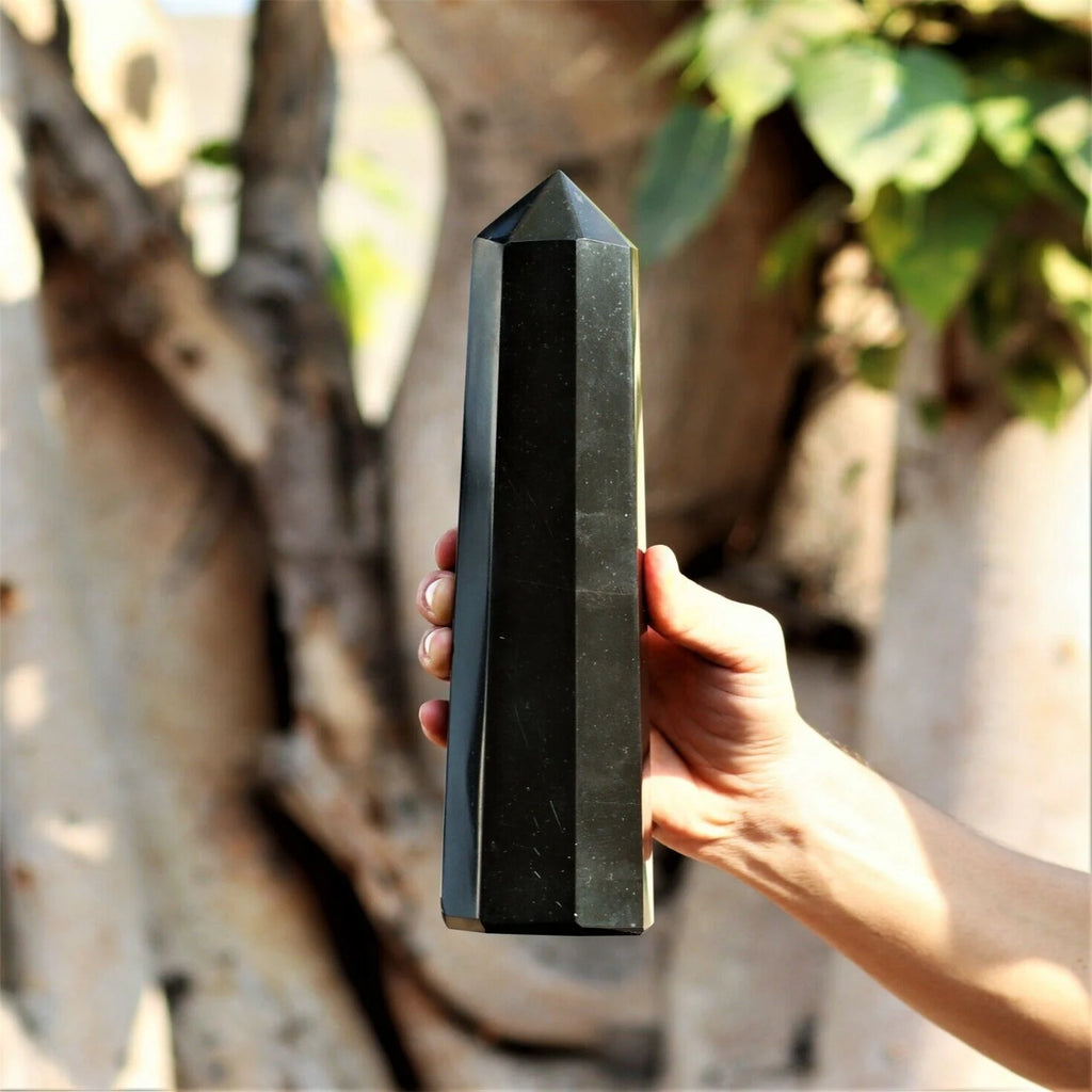 Natural Black Tourmaline Crystal Tower for Healing Energy