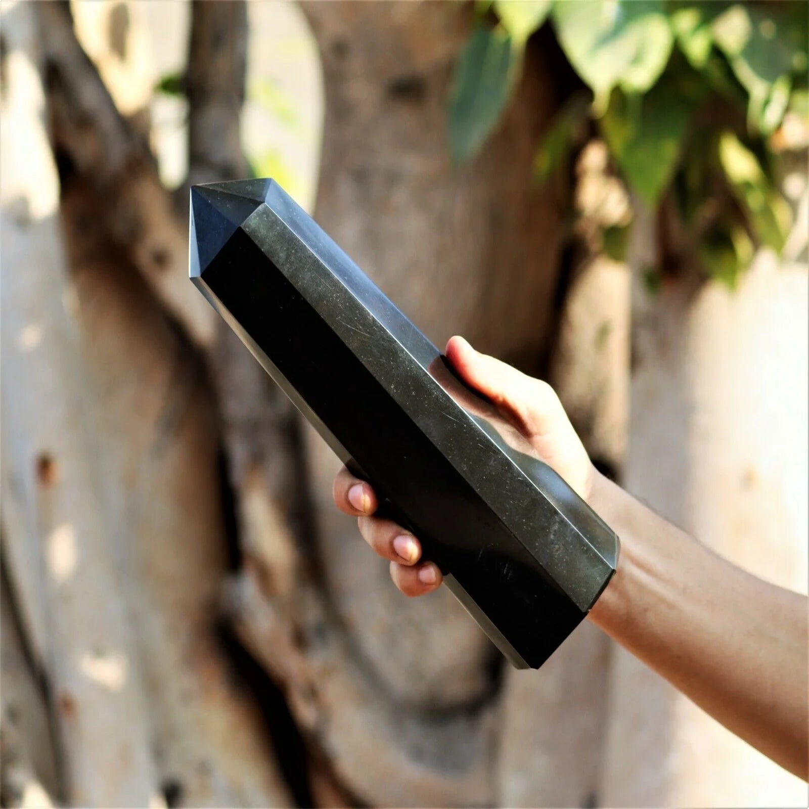 Natural Black Tourmaline Crystal Tower for Healing Energy