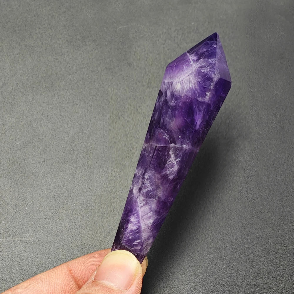 Natural White Crystal Wand Single Point Hexagonal Prism Rose Quartz Amethyst Tower Gemstones Mineral Wand Home Decor Gift