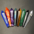 Natural White Crystal Wand Single Point Hexagonal Prism Rose Quartz Amethyst Tower Gemstones Mineral Wand Home Decor Gift